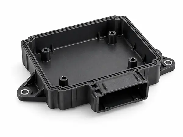 Automotive electronics enclosure with PCB supports and perimeter sealing groove