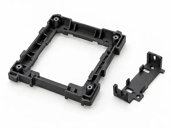 Injection molded internal frame and PCB mounting bracket for an electronic device
