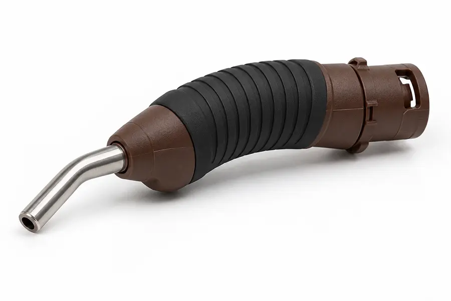 Concept illustration of an industrial hot-air tool with a two-material overmolded handle