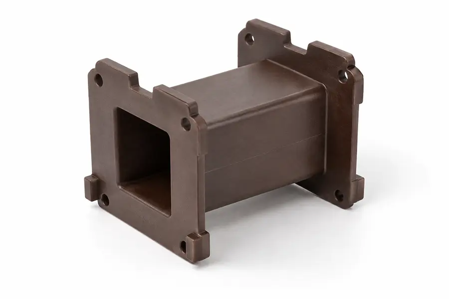 Brown molded motor coil bobbin with a rectangular winding core