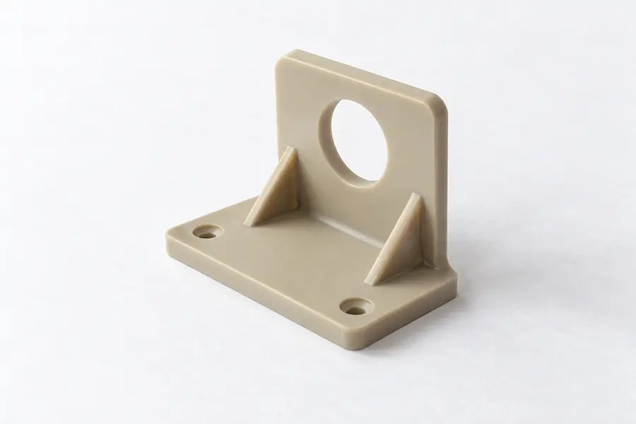 Illustrative molded plastic mounting bracket and support frame for diagnostic equipment