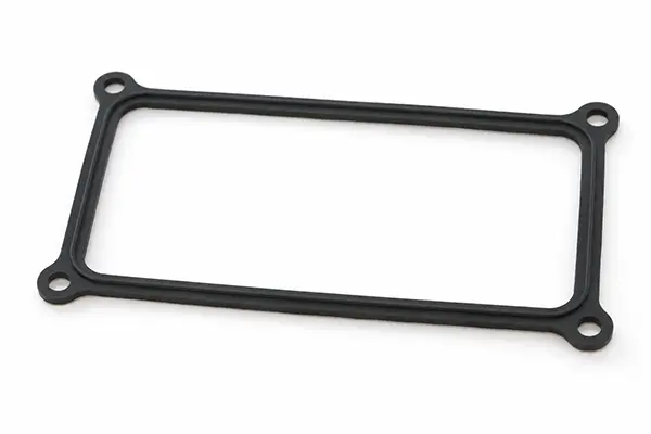 Black rectangular silicone enclosure gasket with mounting holes