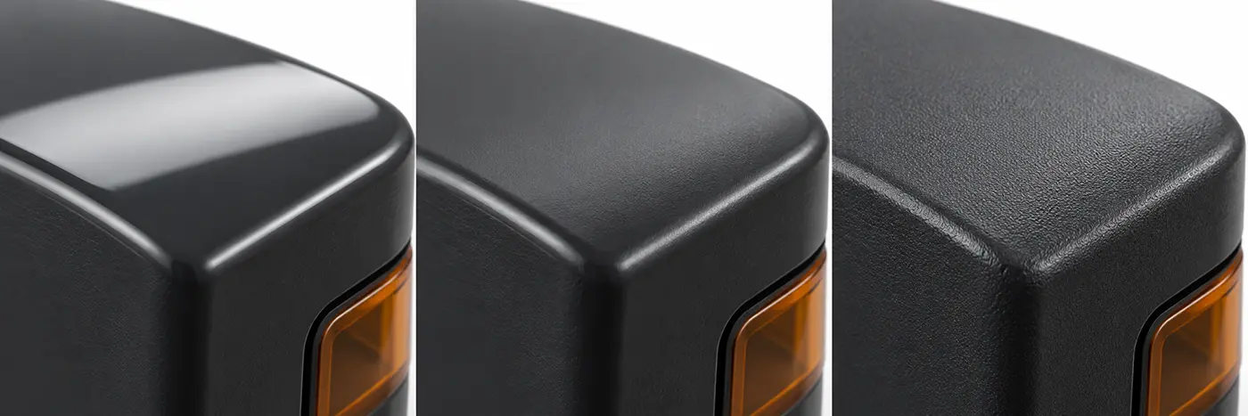Illustrative close-up of a glossy molded plastic surface